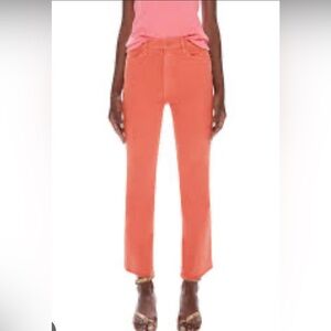 MOTHER The Hustler Ankle Fray Orange Cropped Flare Jeans Size 30